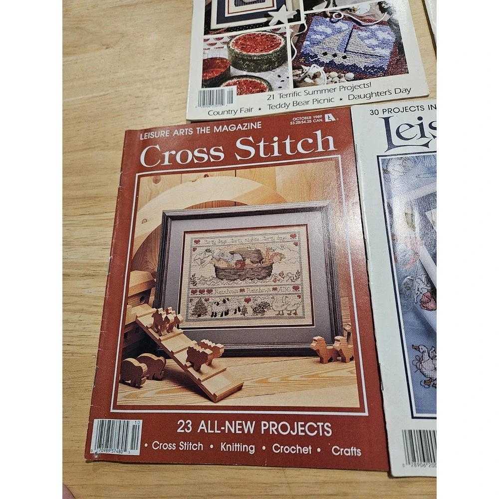 Vintage Leisure Arts Cross Stitch Magazine Lot of 7 Celebrations 1989-1991
